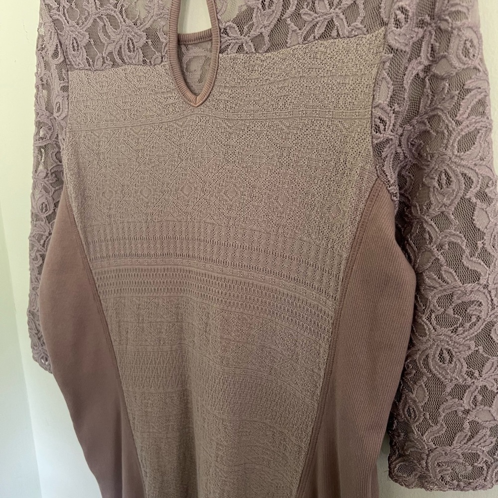 Sundance Manette Dress Medium Gray Lace 3/4 Sleeve (altered)from long sleeve - Picture 9 of 10